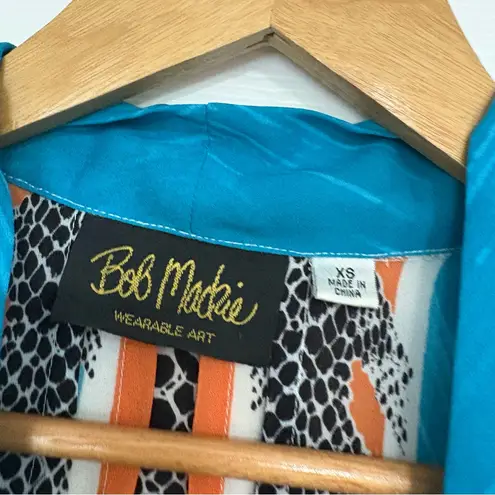 Bob Mackie  Turquoise‎ And Orange Animal Print Vest Size XS