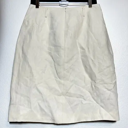 Giorgio Armani Skirt Suit Linen Wool Jacket A-Line Set Flat Front White 42 M