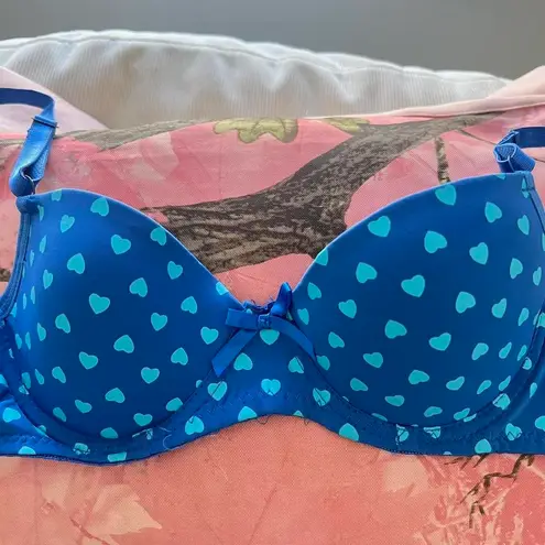 beverly hills princess y2k SEXY coquette heart print blue bow push up bra