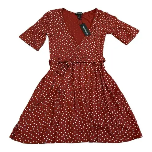 Red, Mini, Polka Dot, Belted Dress