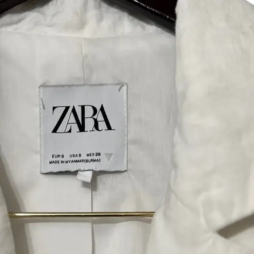 ZARA  White Linen Blazer Jacket Coat