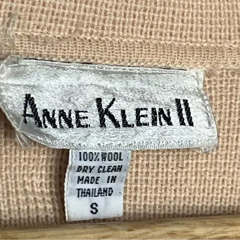 Anne Klein  II Wool Open Sweater Cardigan Blazer Coat Beige Yellow Small