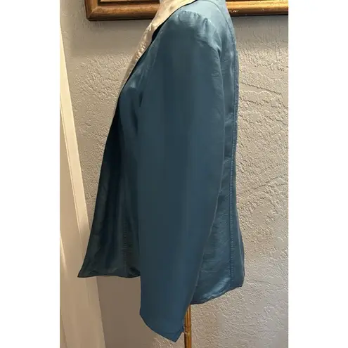 Russell Kemp Blazer SZ 10 100% Silk and Silk Lined Vintage Shoulder Pads Y2K Green