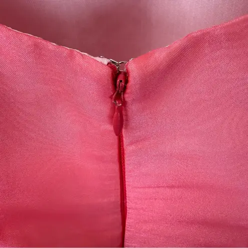 ABS Allen Schwartz NEW Vintage ‘00 ABS Evening Princess Cut Pink Sheer Organza Prom Ball Gown