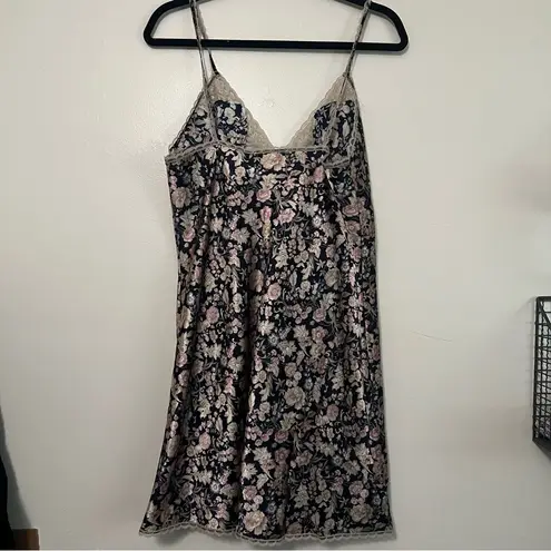 Vintage Val Mode Lingerie Floral Satin & Lace Slip Dress Nightgown Large Pink