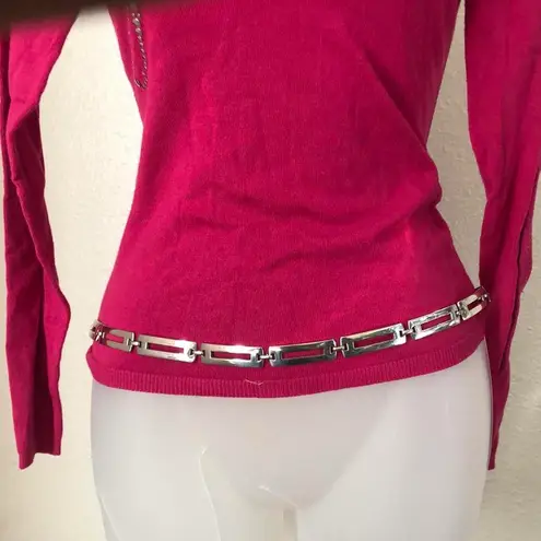 NWT 2000s Y2K Low Waist Retro Unique Silver tone rectangular belt S - Image 1