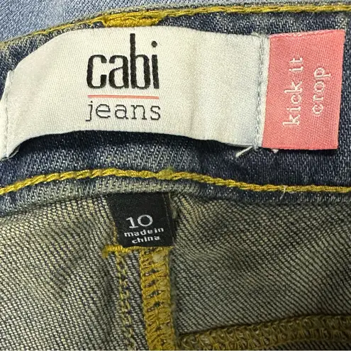 CAbi  Kick It Crop Release Hem Denim High Rise Medium Wash Blue Jeans Womens 10