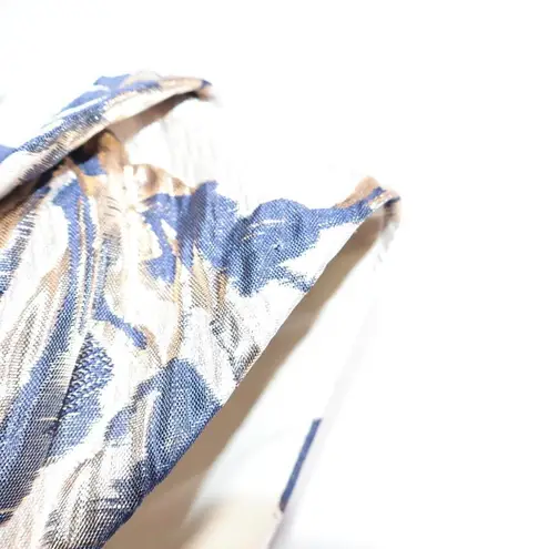 Oleg Cassini Brocade Off the Shoulder High Low Dress 6 Formal Floral Stunning Blue