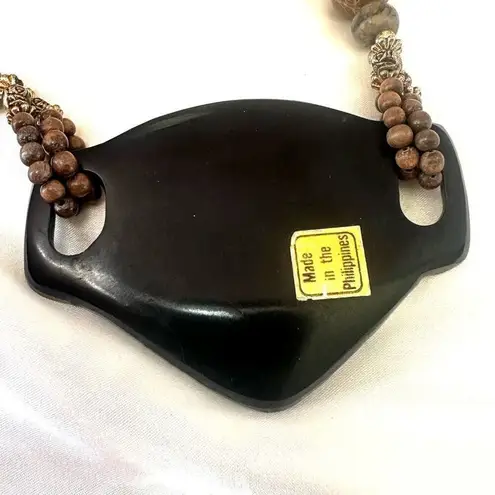 Jasper lion face statement necklace Gray