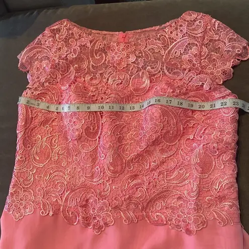 Women’s Pink Tea Length Dress Layered Chiffon Skirt Lace Bodice Size XXL NWOT Pink
