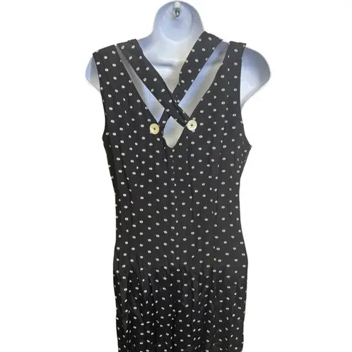 Jonathan Martin Jumpsuit Polka Dot Button Front Sleeveless Black Size M* - Image 3