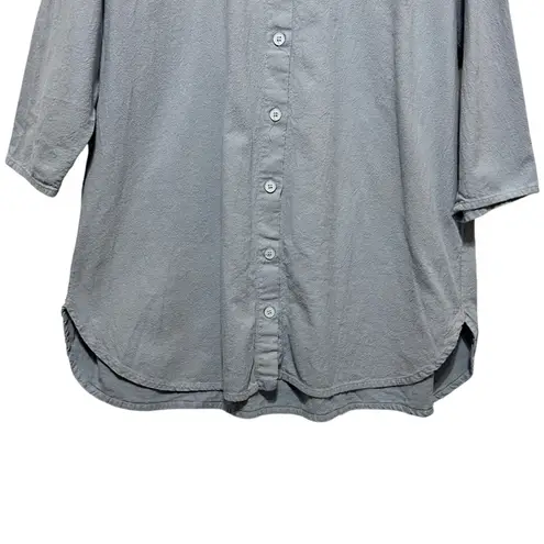 MiB Women Tunic Top 2X Slate Blue Button Front Textured Cotton Lagenlook Coastal