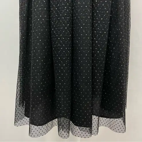 ZARA Glitter Polka Dot Tulle Knee Length Skirt Black Gold Size Small 7736/420