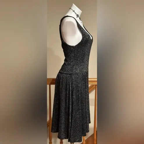 Green Dragon California Black Metallic Silver T Shirt Dress Cut Out Bow Sz S