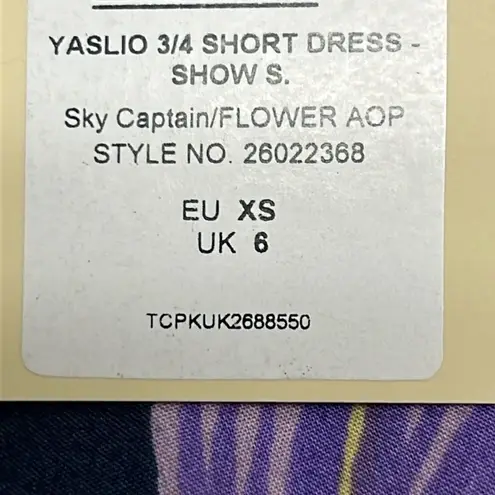 YAS Flower AOP Organic Cotton 3/4 Sleeves Sky Captain Short Dress US(0