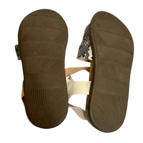 Vionic Colleen Cream Boa Metallic Leather sandals Sz 6
