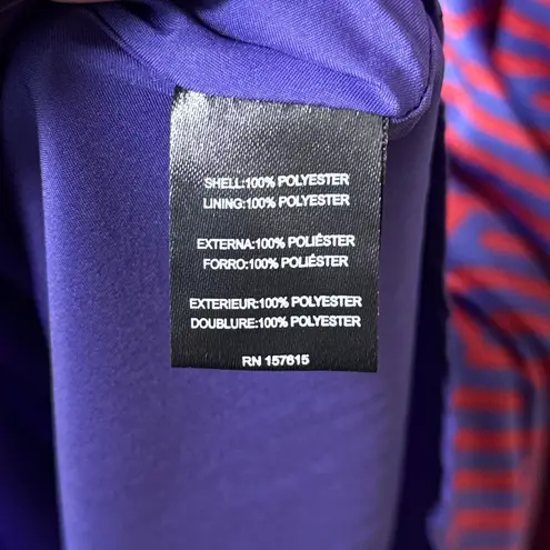 Tahari ASL 16W Purple Red Geo Print Midi Dress Wrap Tie Short Sleeve Career