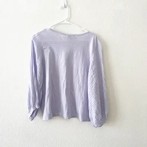 Michael Stars NEW Sz L Iliana Fabric Top Blouse Gauze Sleeve Purple Amethyst