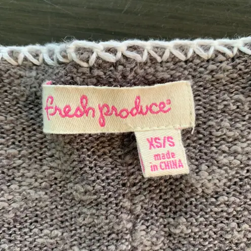 Fresh Produce V Neck Short Sleeve Knit Dress Tunic Top Women's XS S Gray Beachy