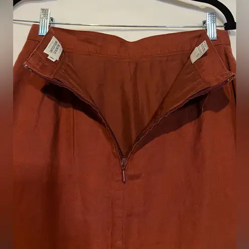 United Colors Of Benetton 100% Linen Skirt Rust IT 46 (US 10) EUC