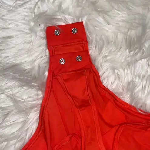 SKIMS Jelly Sheer Long Sleeve Thong Bodysuit in Poppy, NWT