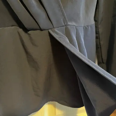 H by Halston Halston Long Sleeve Peplum Top Navy Blue Surplice V-Neck Career Blouse Minimal