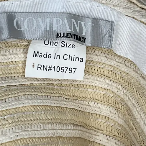 Ellen Tracy Women's Packable Sun Hat Wide Brim Natural Cream Bow Travel Beach