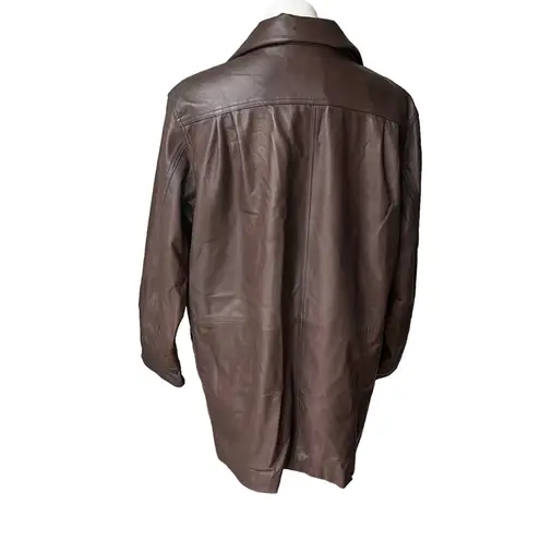 Parri’s Italia Brown Leather Button Down Jacket, Sz 42/US M Size M