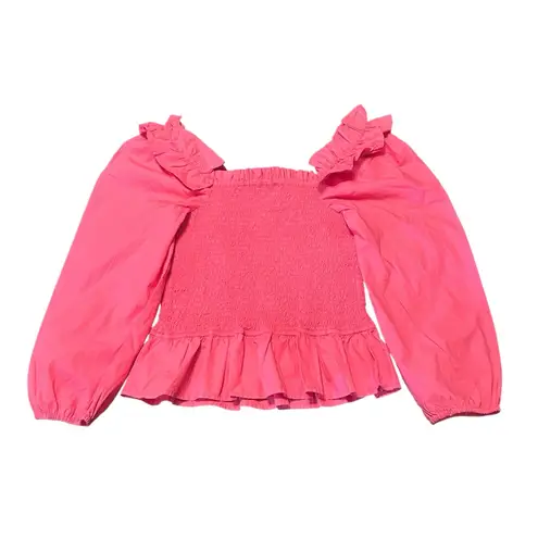 The Drop Women's Smocked Ruffle Trim Long Sleeve Top