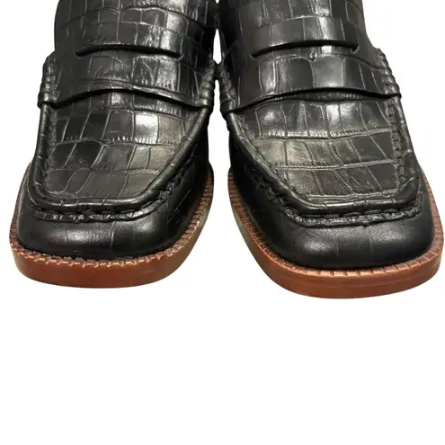 Dolce Vita Talie Black Crocodile Faux Leather Heeled Loafers, Sz 8