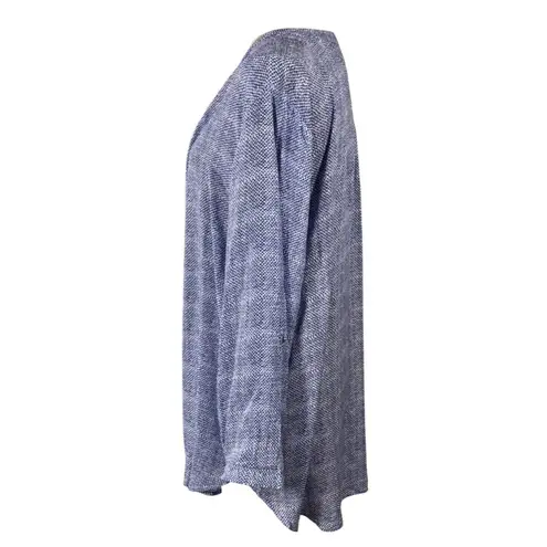 New Grand & Greene Blouse Tunic Top Blue Print Size 1X Silver Buttons