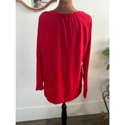 Red Santa Sweatshirt Long Sleeve Christmas Holiday Top Large