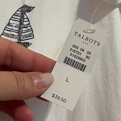 Talbots #5  • SEQUINS SAILBOAT & ANCHOR • NAUTICAL TEE • NWT