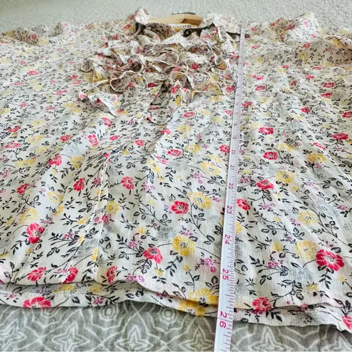 Ganni Ditsy Floral Ruffle Front Blouse Sheer Button Up Top Size M / L