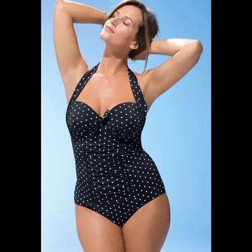 New. SWIMSUITS FOR ALL black and white swimsuit. Black Size 14