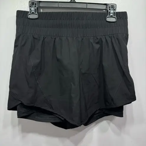 Avia Black High Waisted Performance Lined  Running Shorts w Zipper Pocket Small