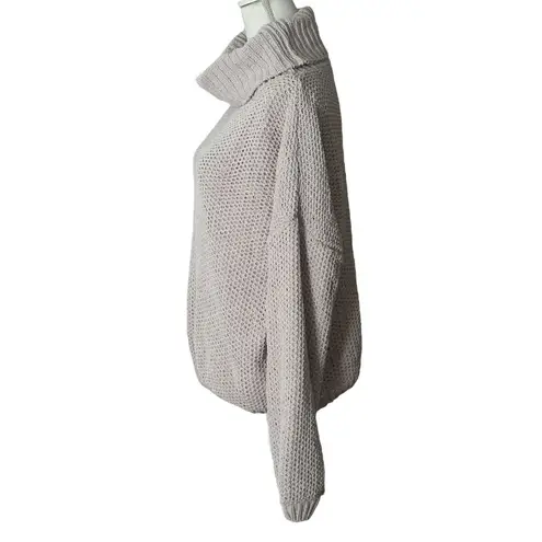 In Loom Boutique Cream/Gray Cowl Mock Neck Long Sleeve Sweater NWT