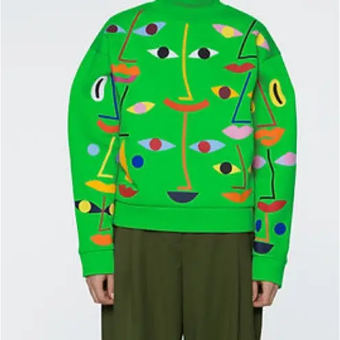 NWOT RCR KHOMENKO Colorful Graphic crewneck sweatshirt size L Ukraine concept Green Size L