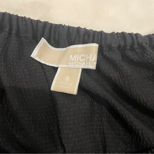 MICHAEL KORS Textured Pouf Off Shoulder Handkerchief Top Black Size S
