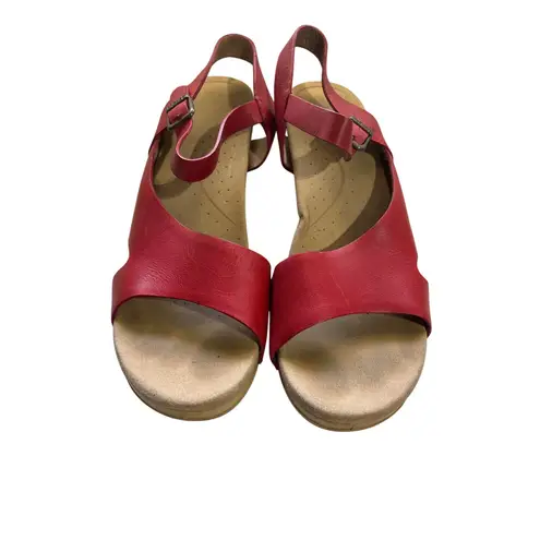 Dansko Red Leather Ankle Strap Heeled Sandals Women's Size 41 EU
