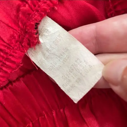 Vintage 80s Asian Chinese 3pc Outfit Duster Satin Pants Crossbody Purse M Red Size M