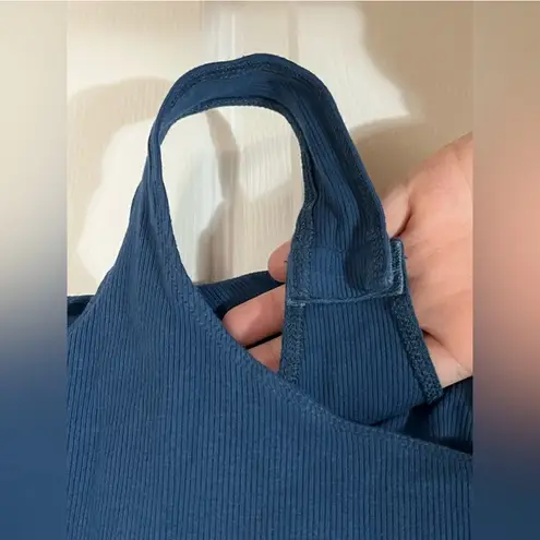 Shop Priceless Teal blue sleeveless ribbed bodysuit