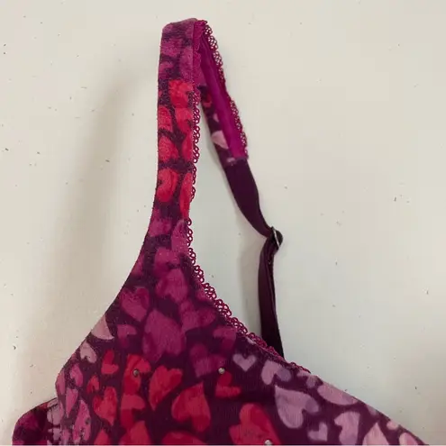 Victoria's Secret  Bra Body By Victoria Lined Demi Hearts Gem Pink Fuchsia Purple
