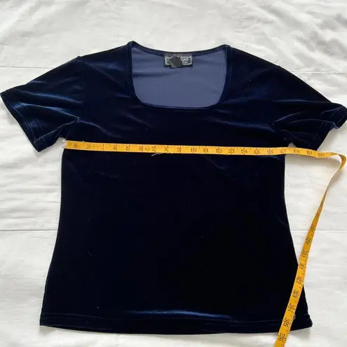 Y2K Navy blue velvet short sleeve square neck top Size small
