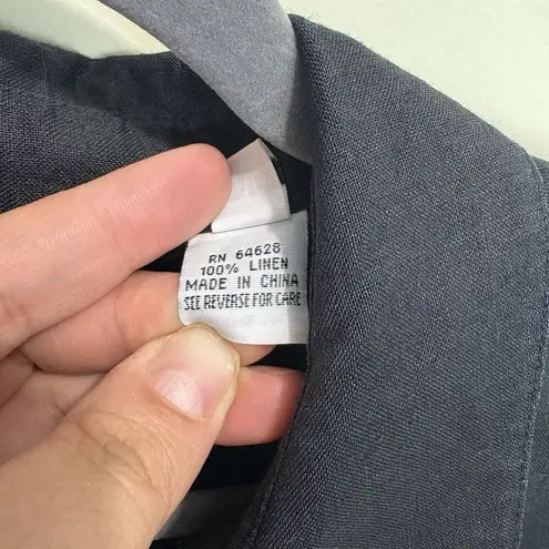 Toto N Ko Women’s Black Linen Western Style Button Front Shirt Lace Inset Sz 10