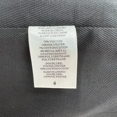 ALC Frank A.L.C. Dakota Metallic Silver Notch Lapel Blazer sz 4 Long Sleeves Vegan Leather