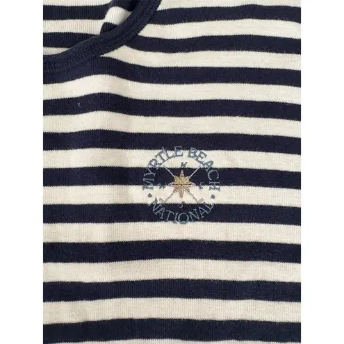 Izod Women's Blue Striped Crew Neck T