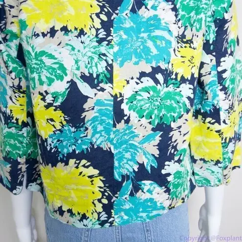 kim rogers Kim Rogers linen hawaii floral print blazer jacket, women's size Petite Small