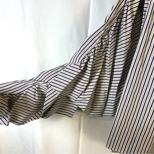 Petersyn Elizabeth Puffed Sleeve Blouse Empire Striped Boxy Poplin XS NWT Purple