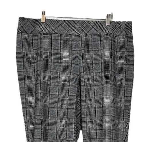 Jones Studio Dress Pants Pull On Ankle Knit Black Cream Plaid Women’s Size 16W